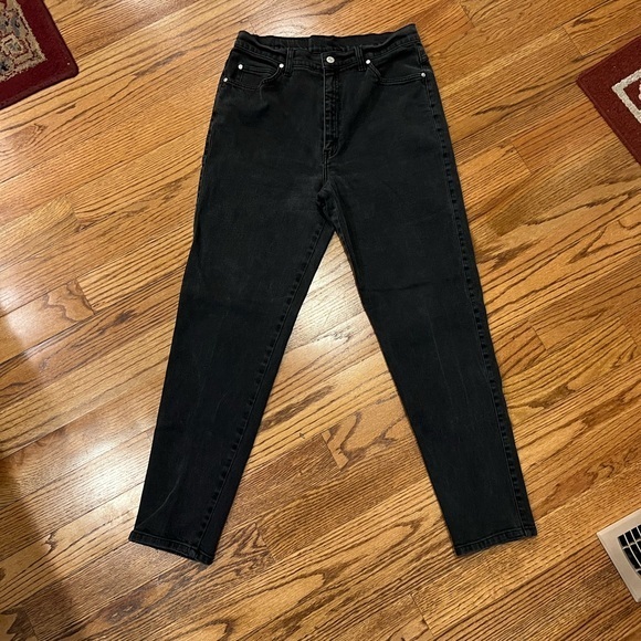Levi’s 15921 size 14 black W/PL 423 jeans slim fit tapered legs red bat wing - Picture 11 of 12